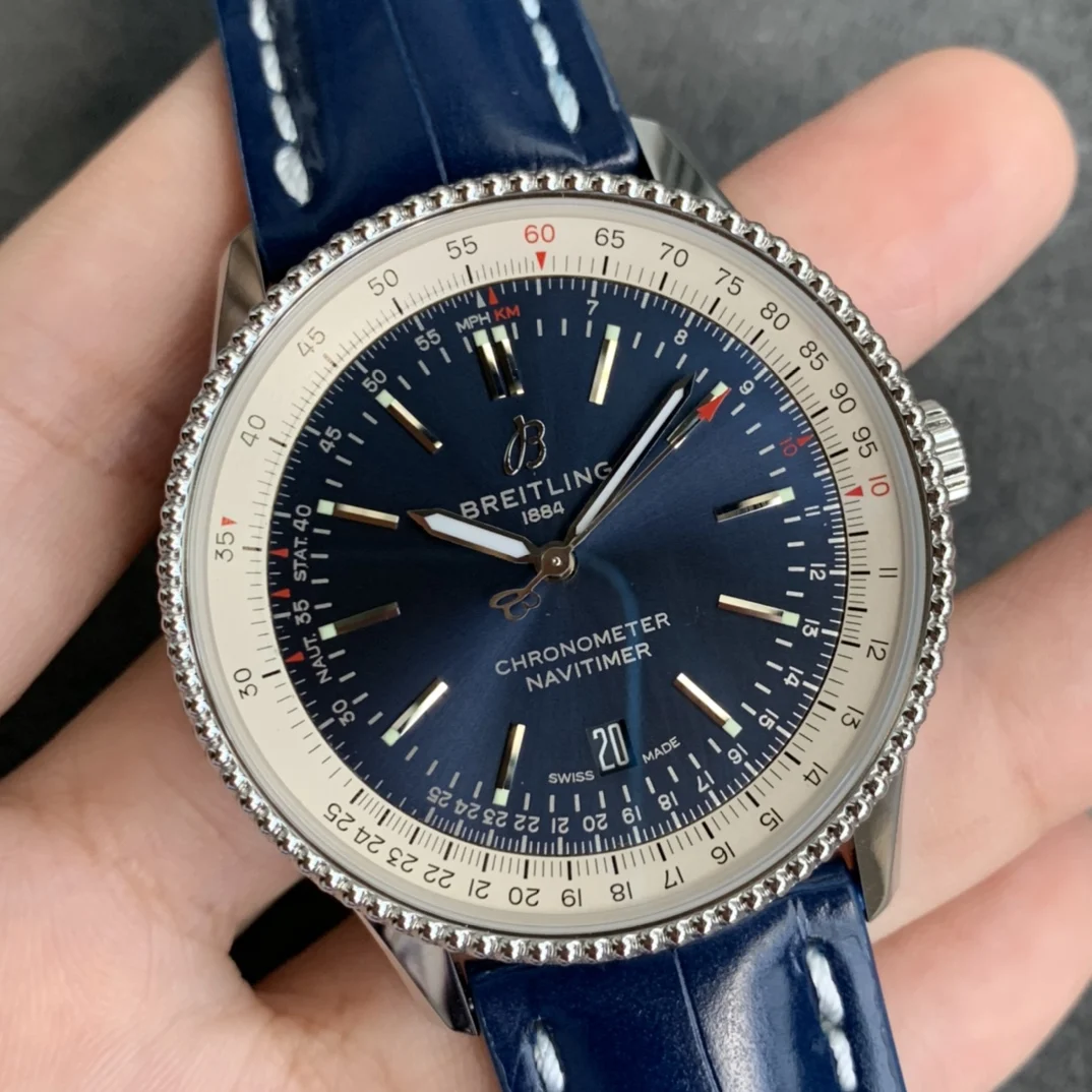 Breitling Navitimer Steel White Dial — photographed off the sweep