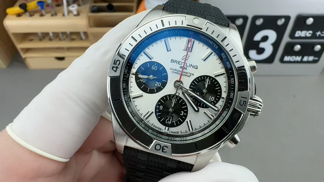 Breitling Panda Black Dial — photographed off the sweep