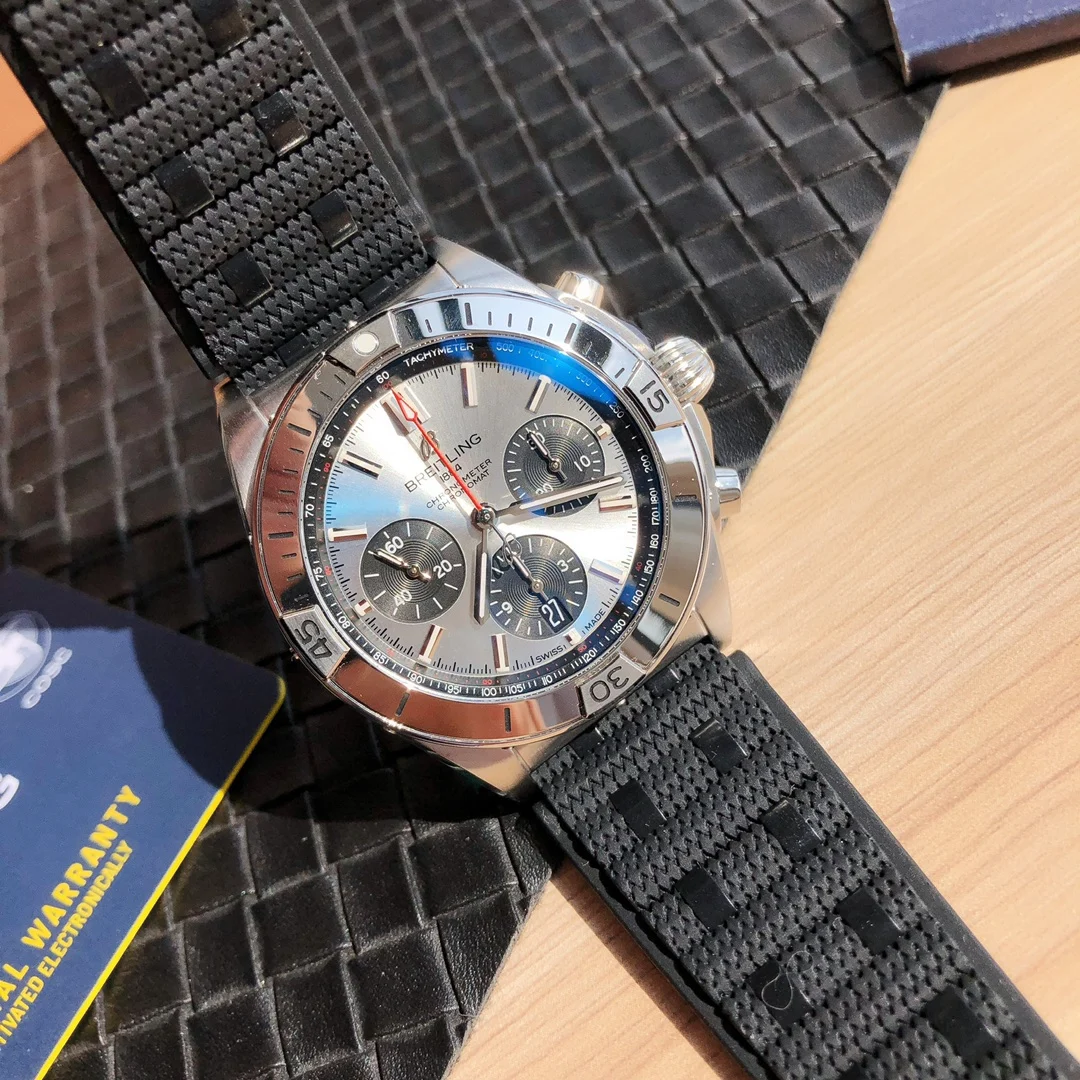 Breitling Panda Steel Silver Dial 42mm — photographed off the sweep