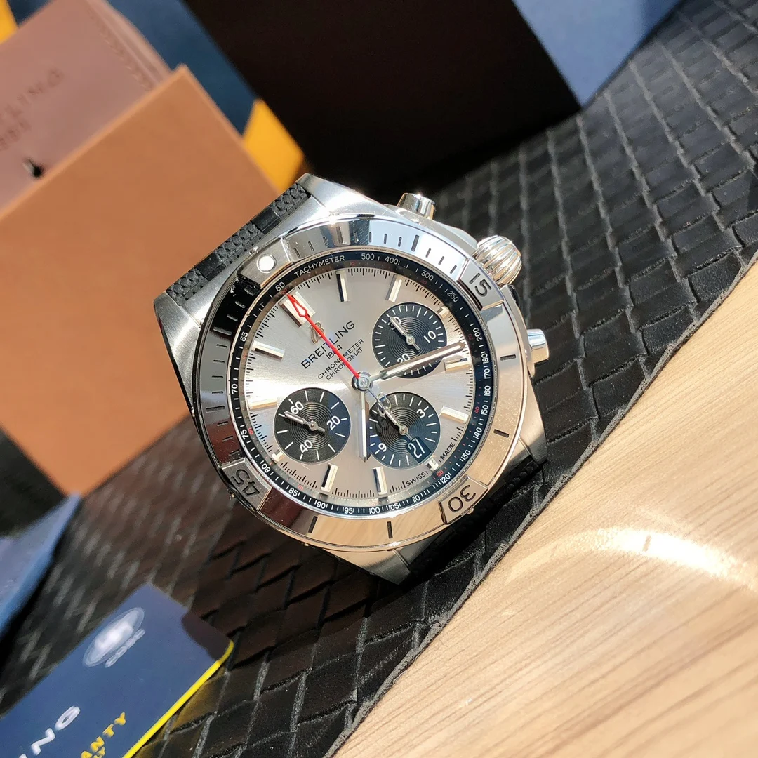 Breitling Panda Steel Silver Dial 42mm — photographed off the sweep