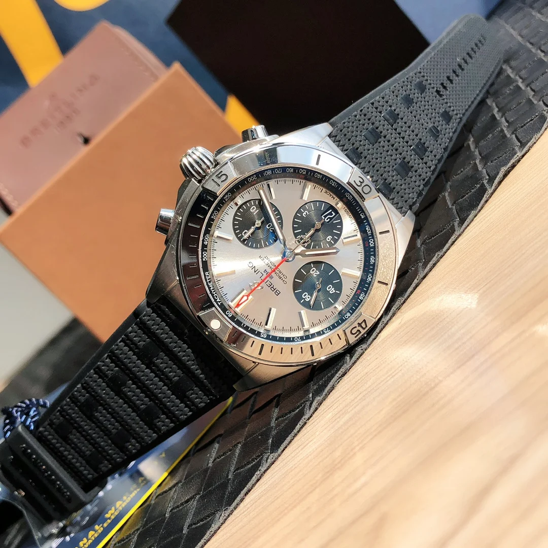 Breitling Panda Steel Silver Dial 42mm — photographed off the sweep