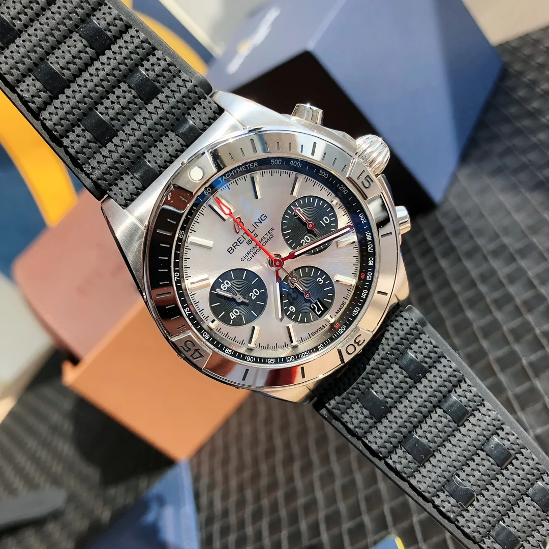 Breitling Panda Steel Silver Dial 42mm — photographed off the sweep