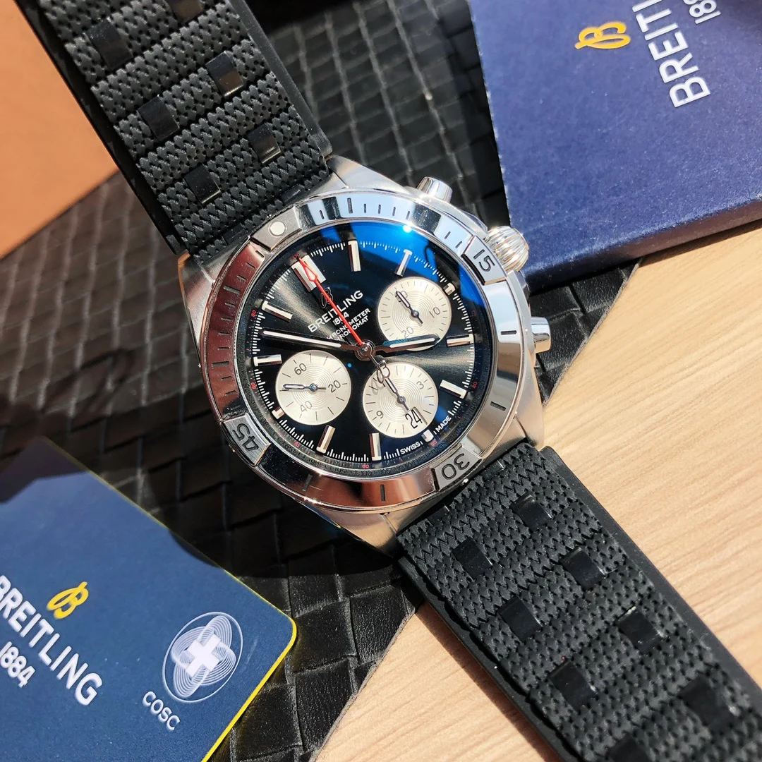 Breitling Panda Steel Silver Dial 42mm — photographed off the sweep