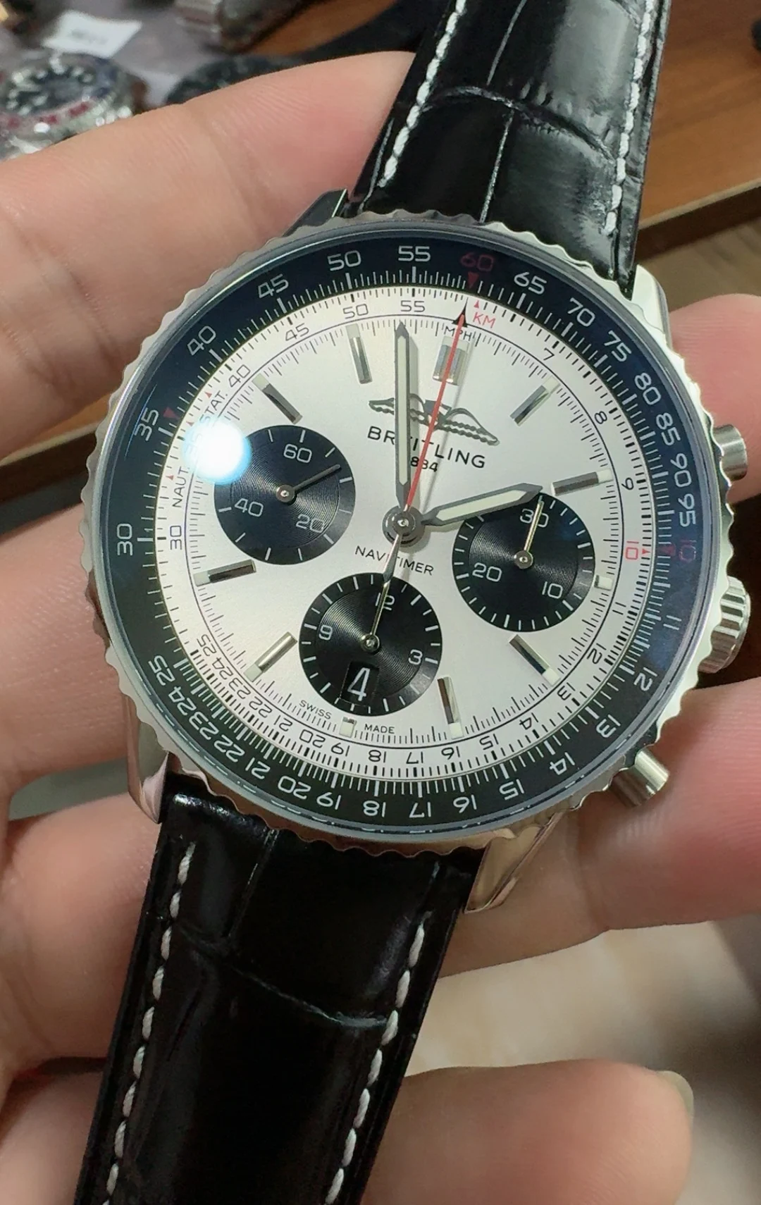 Breitling Panda — photographed off the sweep