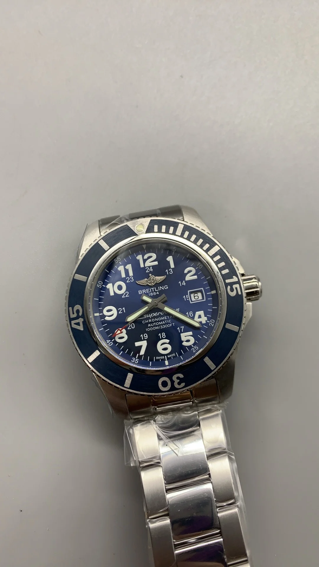Breitling Superocean 44mm — photographed off the sweep