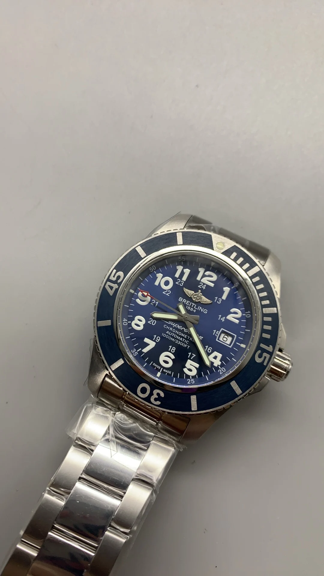 Breitling Superocean 44mm — photographed off the sweep