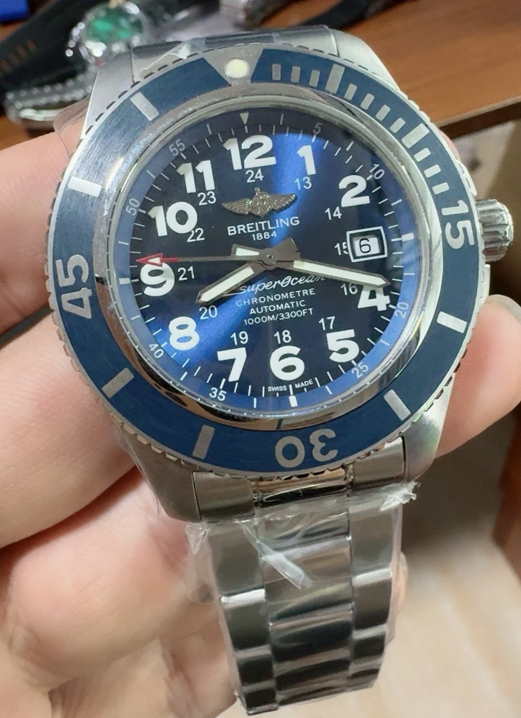 Breitling Superocean 44mm — photographed off the sweep