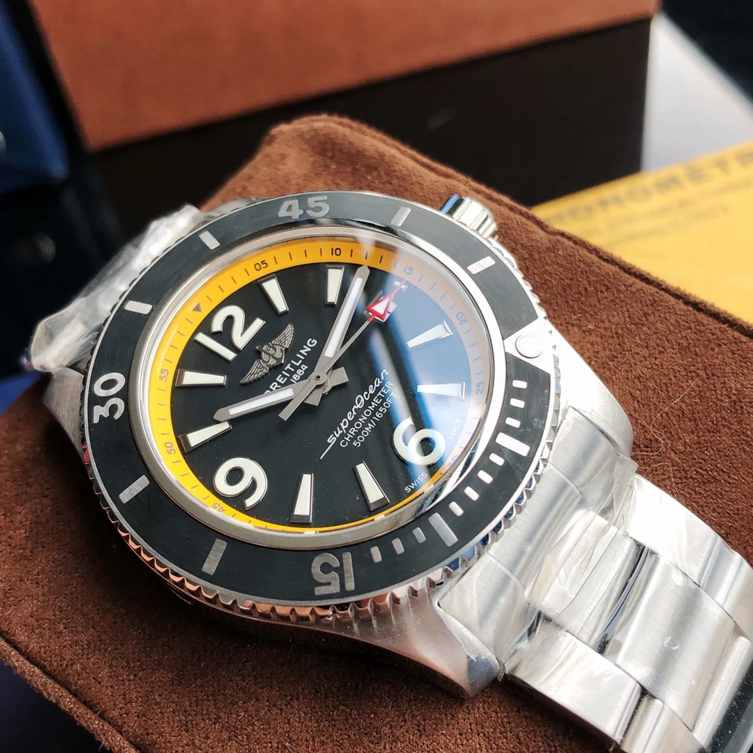 Breitling Superocean Black Dial 44mm — photographed off the sweep