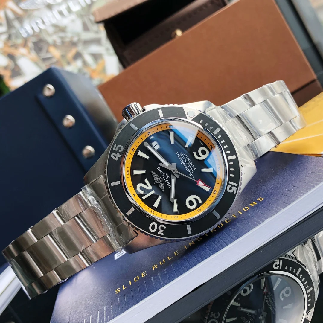 Breitling Superocean Black Dial 44mm — photographed off the sweep
