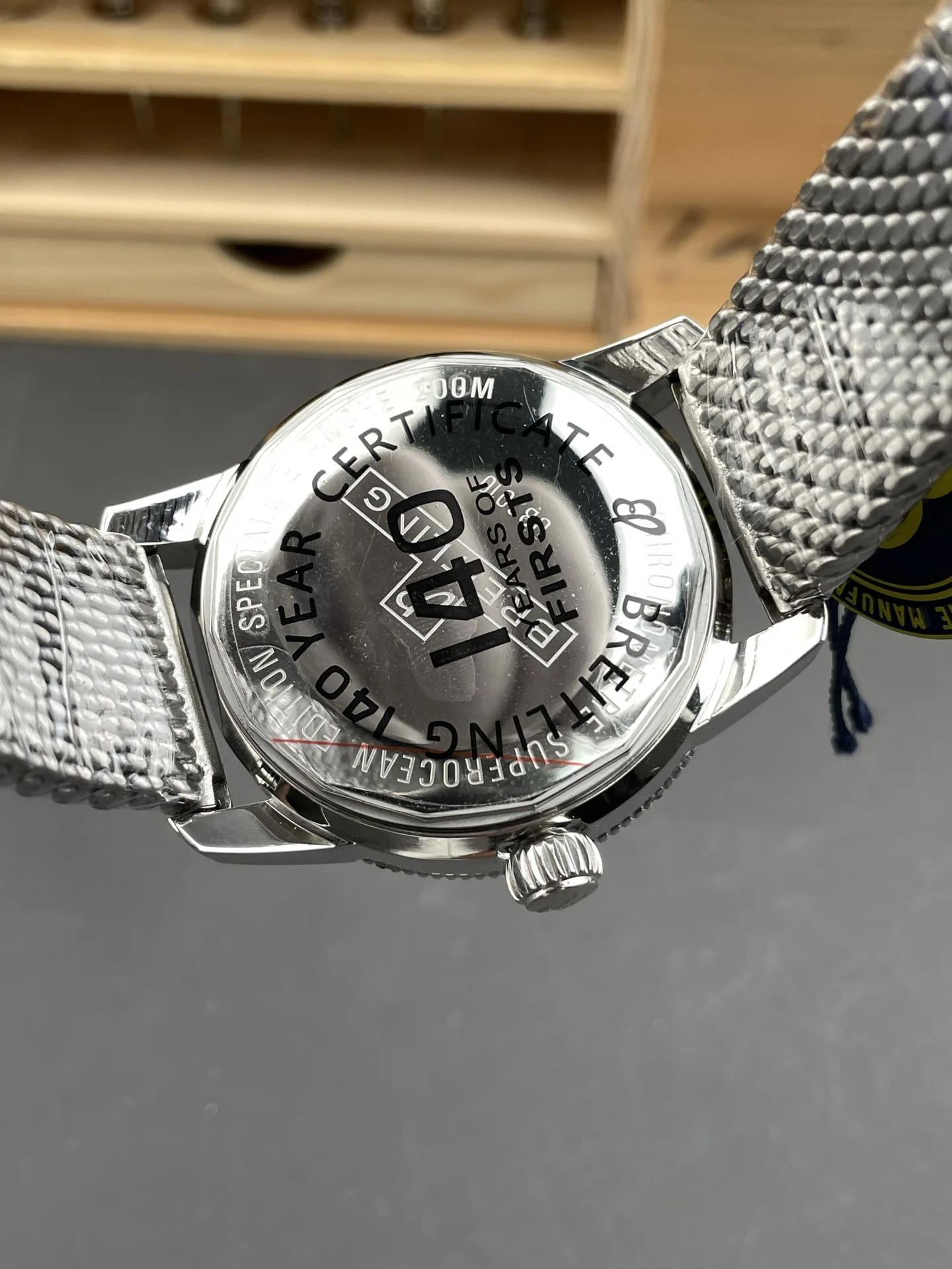 Breitling Superocean Grey Dial — photographed off the sweep