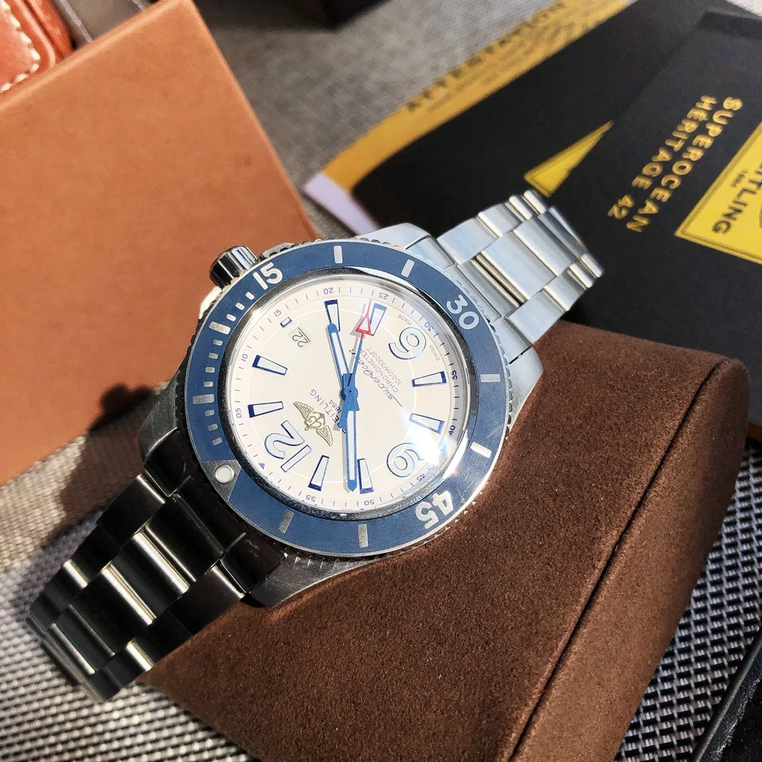 Breitling Superocean Steel 44mm — photographed off the sweep