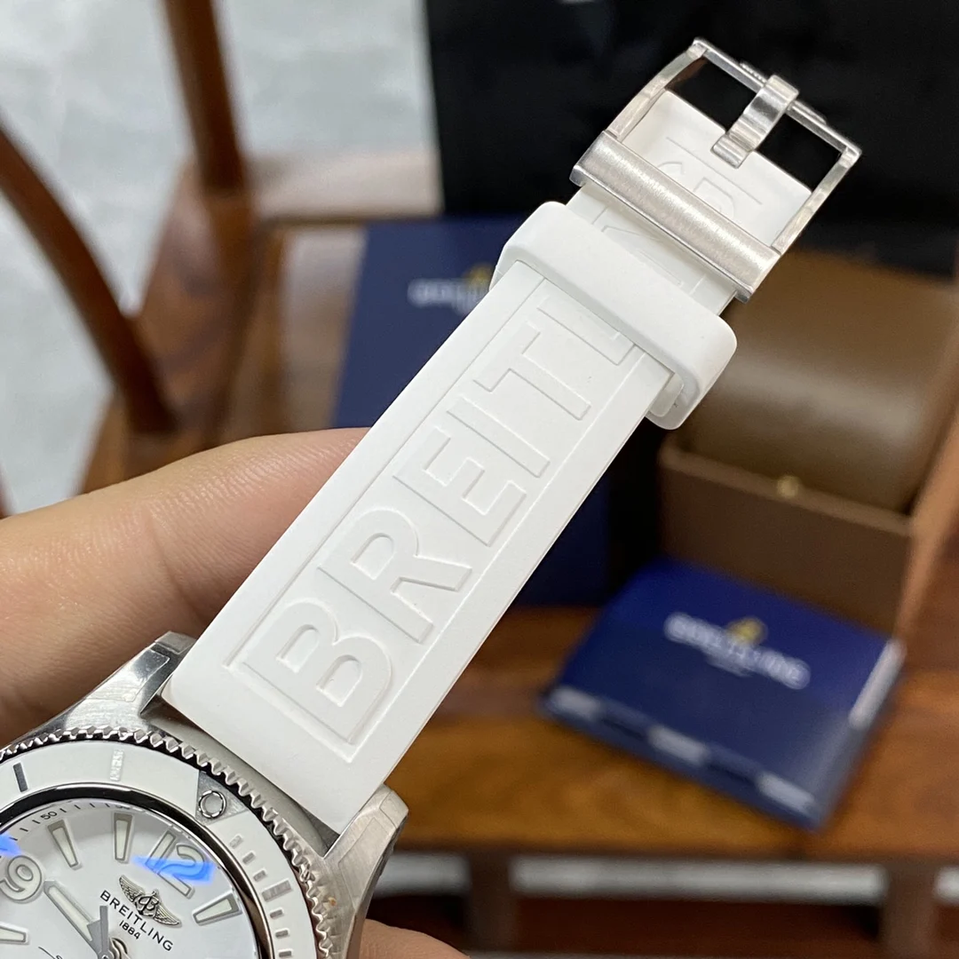 Breitling Superocean Steel White Dial — photographed off the sweep