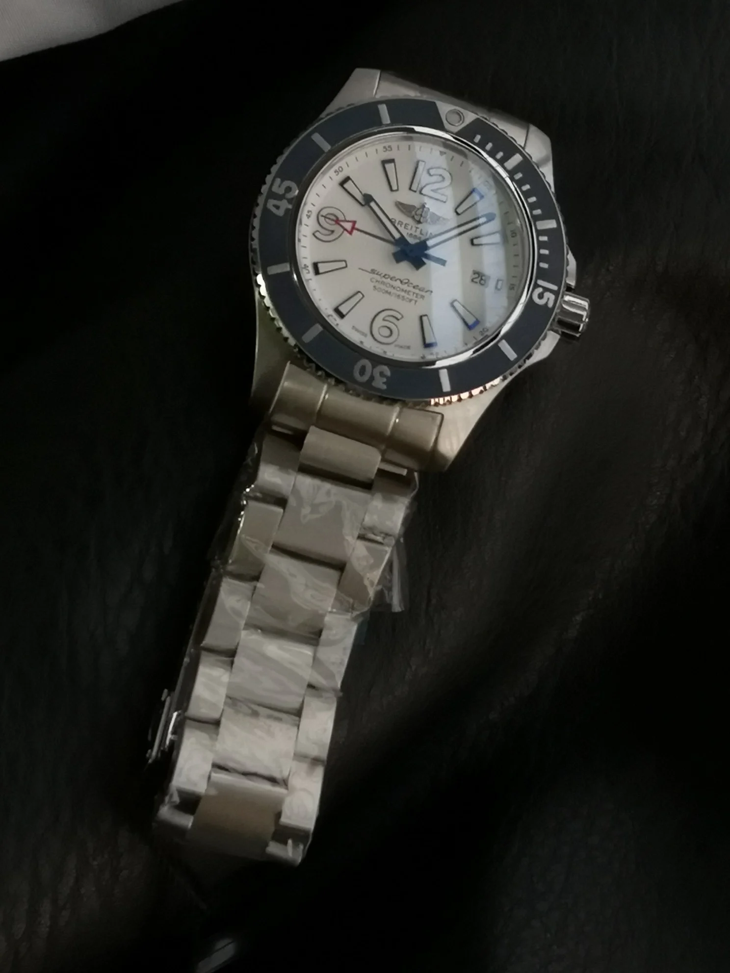 Breitling Superocean Steel — photographed off the sweep