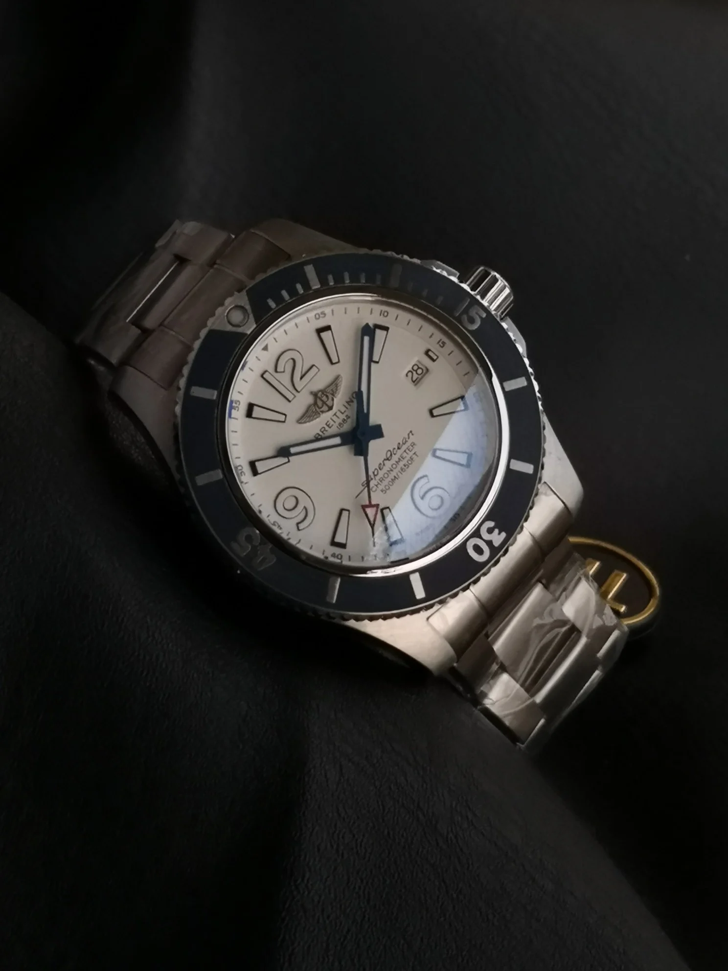 Breitling Superocean Steel — photographed off the sweep