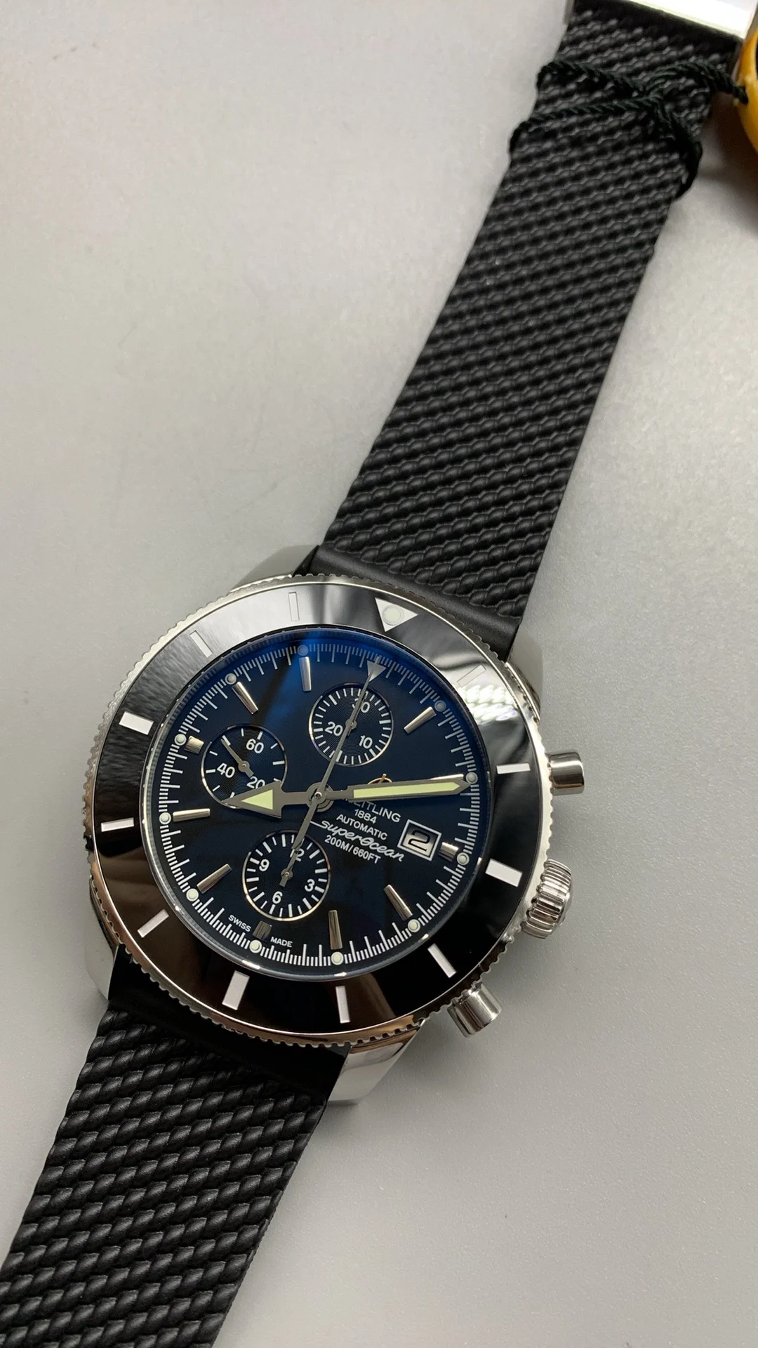 Breitling Superocean — photographed off the sweep