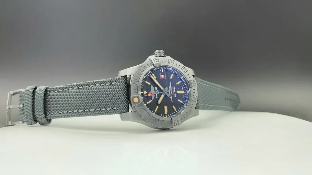 Breitling Titanium Blue Dial — photographed off the sweep