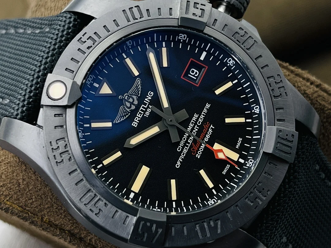 Breitling Titanium Blue Dial — photographed off the sweep