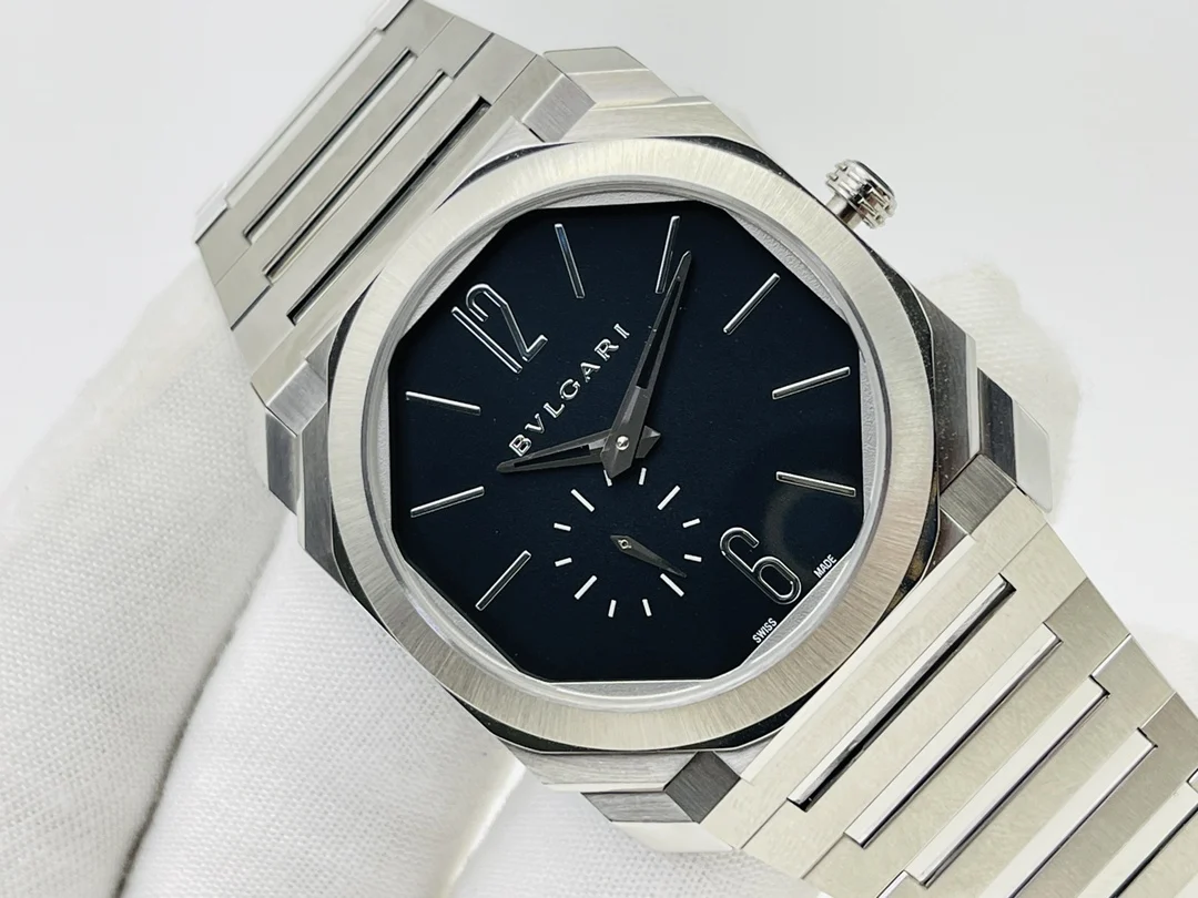 Bulgari Octo Finissimo Ceramic Blue Dial 40mm — photographed off the sweep