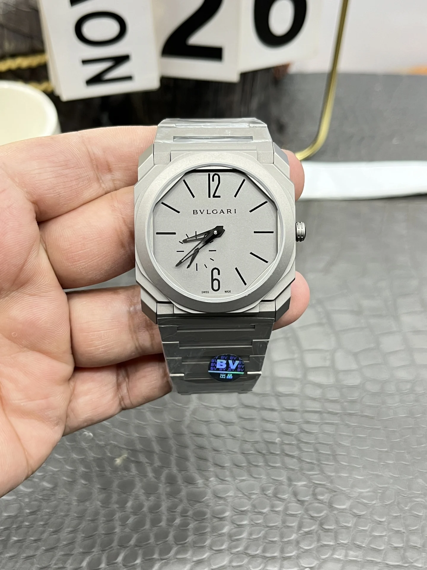 Bulgari Octo Titanium 40mm — photographed off the sweep