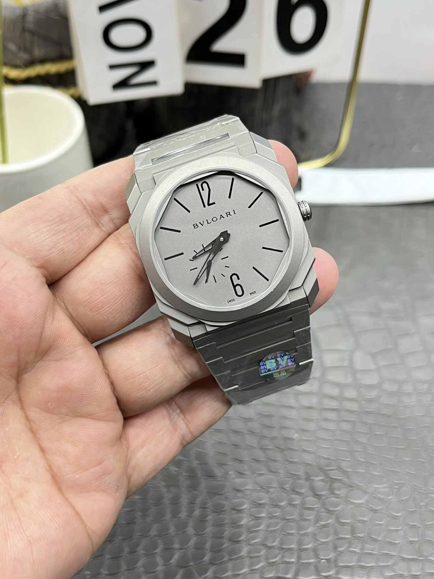 Bulgari Octo Titanium 40mm — photographed off the sweep
