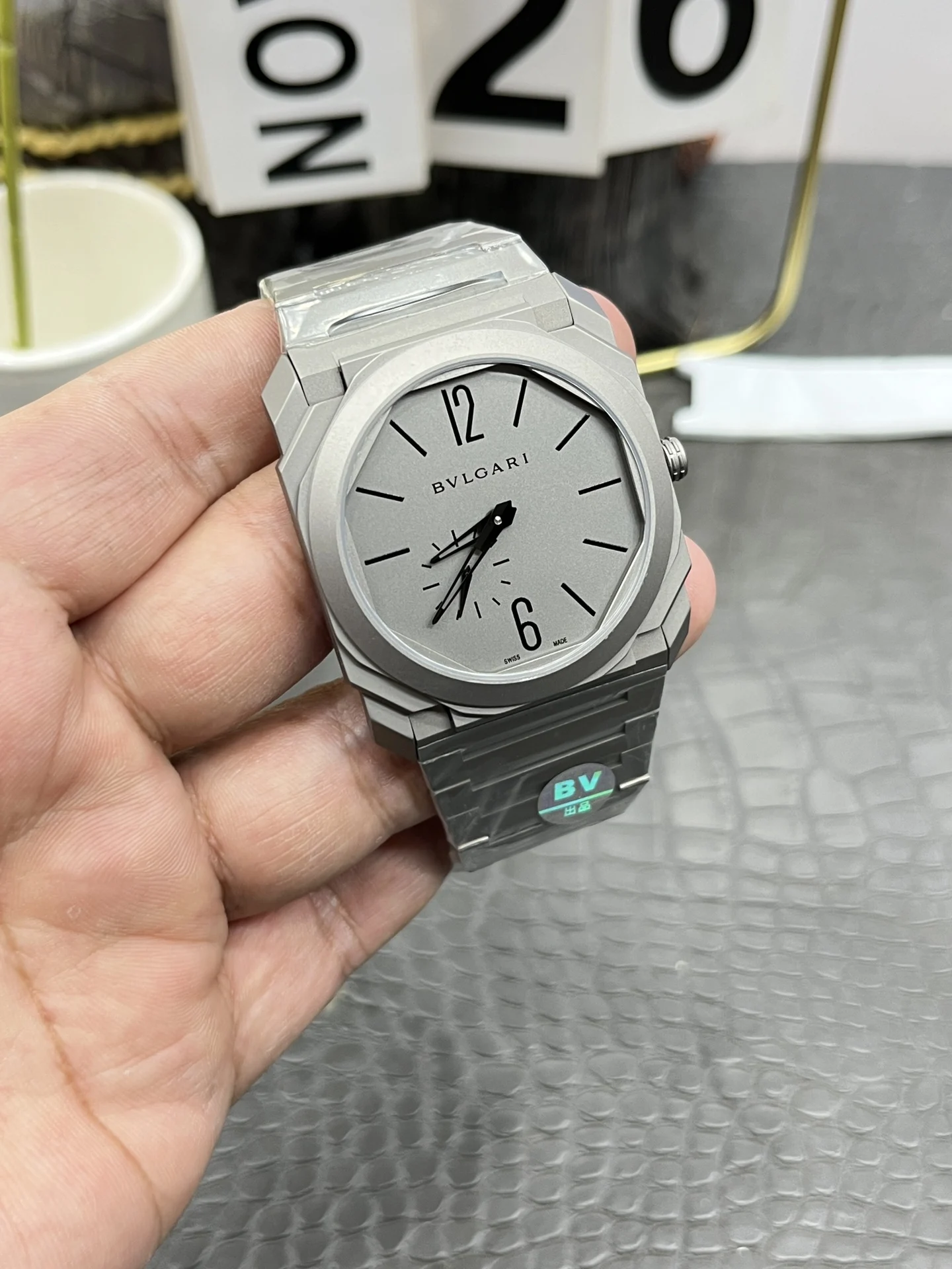 Bulgari Octo Titanium 40mm — photographed off the sweep