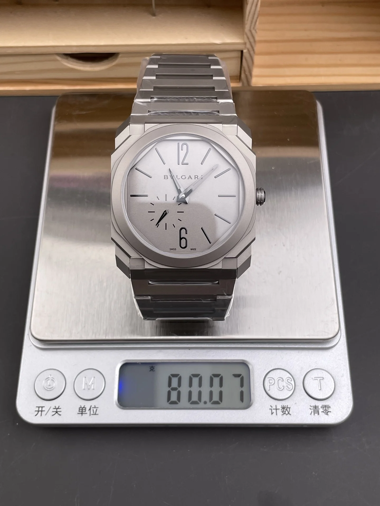 Bulgari Octo Titanium — photographed off the sweep