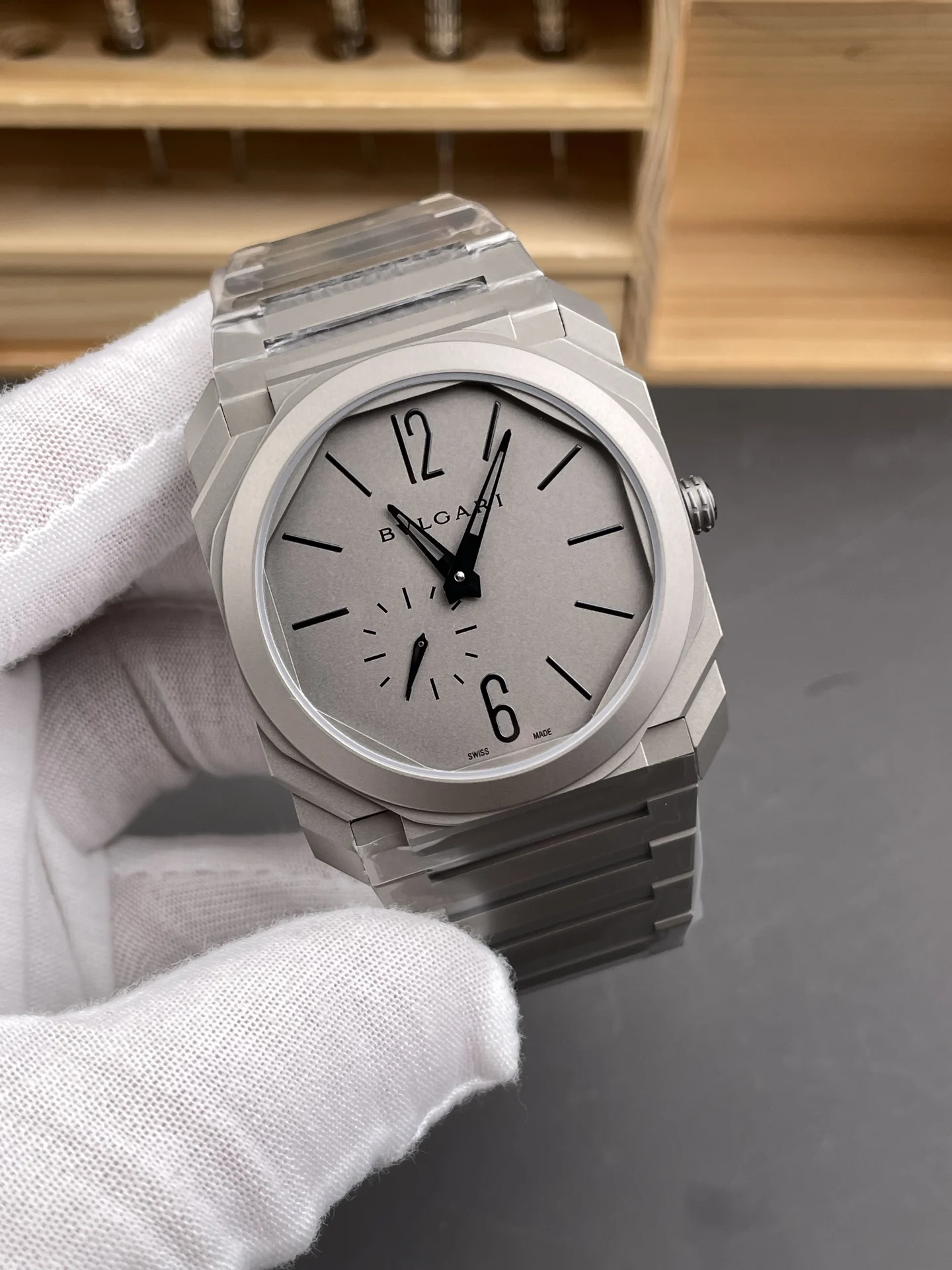 Bulgari Octo Titanium — photographed off the sweep
