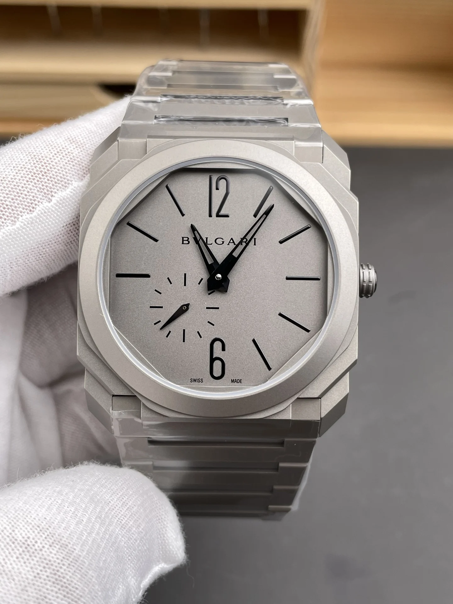 Bulgari Octo Titanium — photographed off the sweep