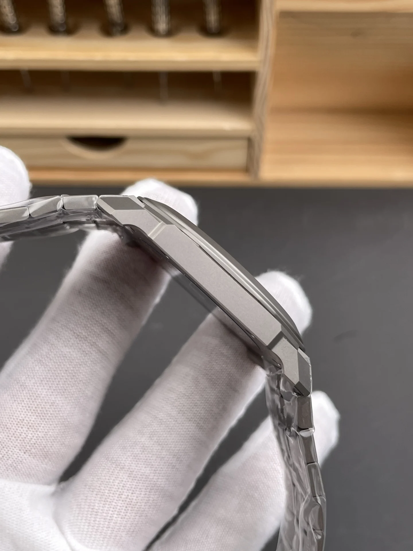 Bulgari Octo Titanium — photographed off the sweep