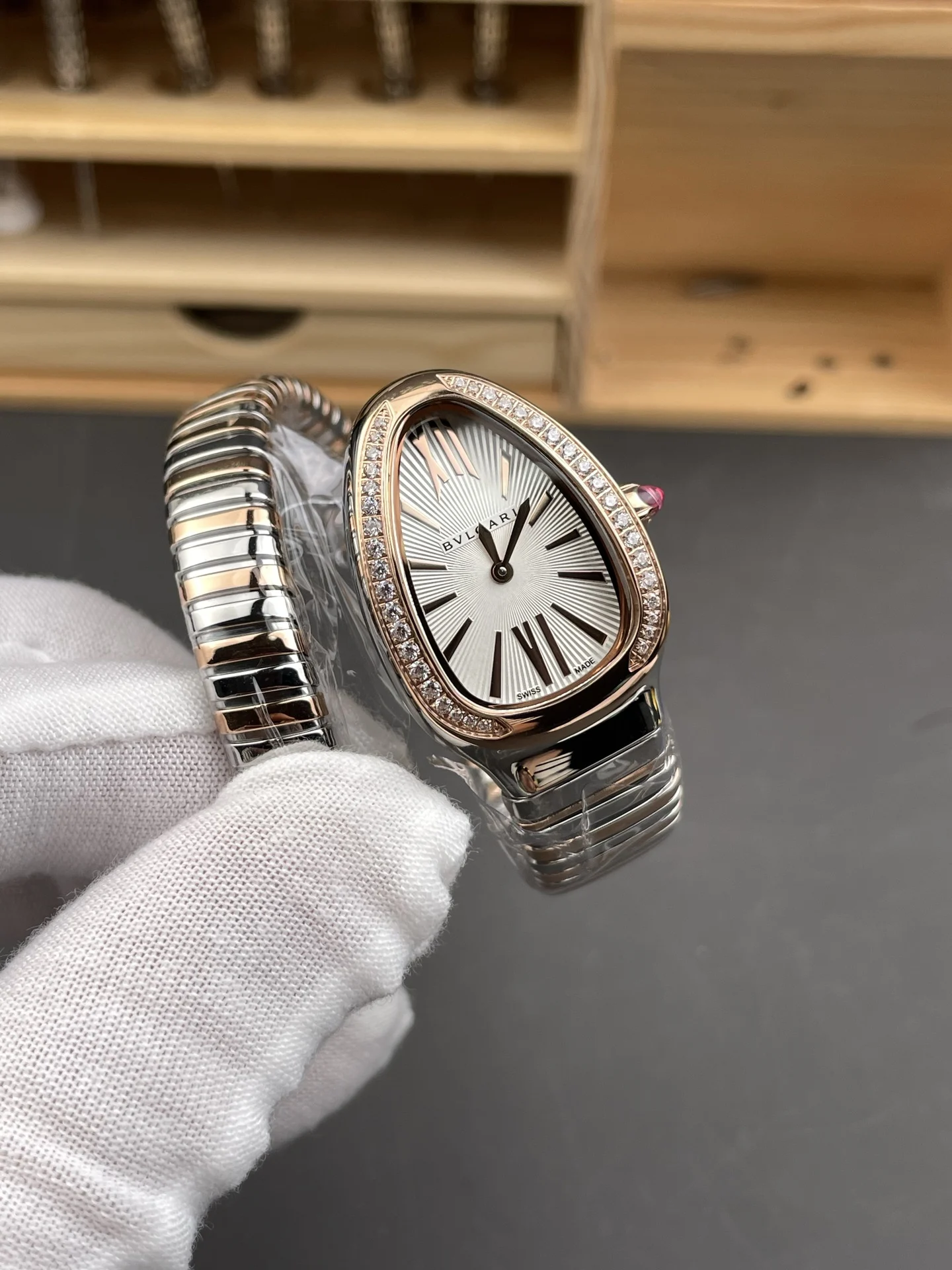 Bulgari Rose Gold Diamond-Set 35mm — photographed off the sweep