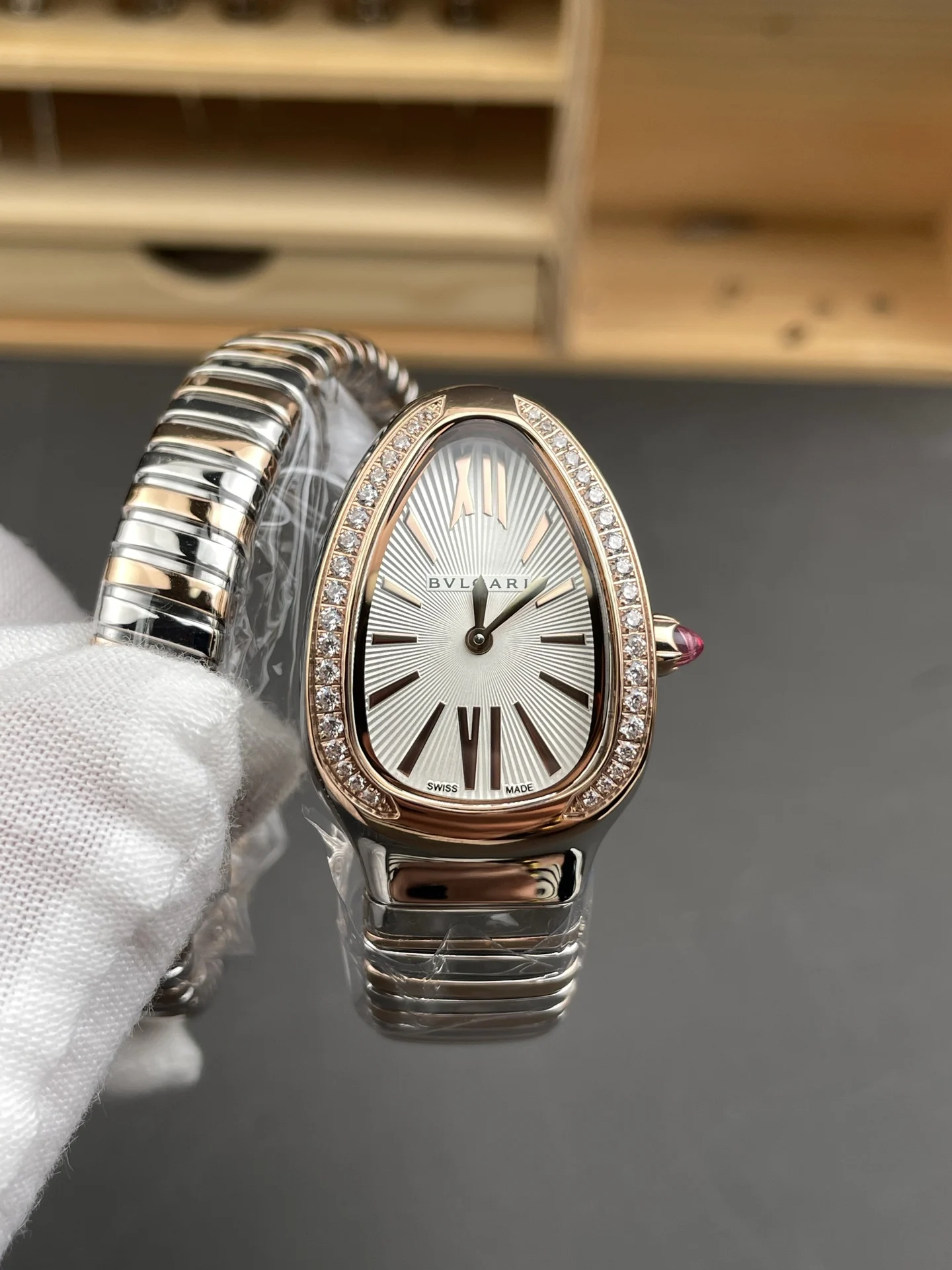 Bulgari Rose Gold Diamond-Set 35mm — photographed off the sweep