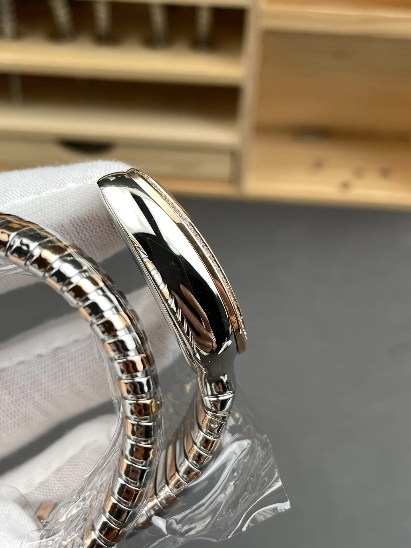 Bulgari Rose Gold Diamond-Set 35mm — photographed off the sweep