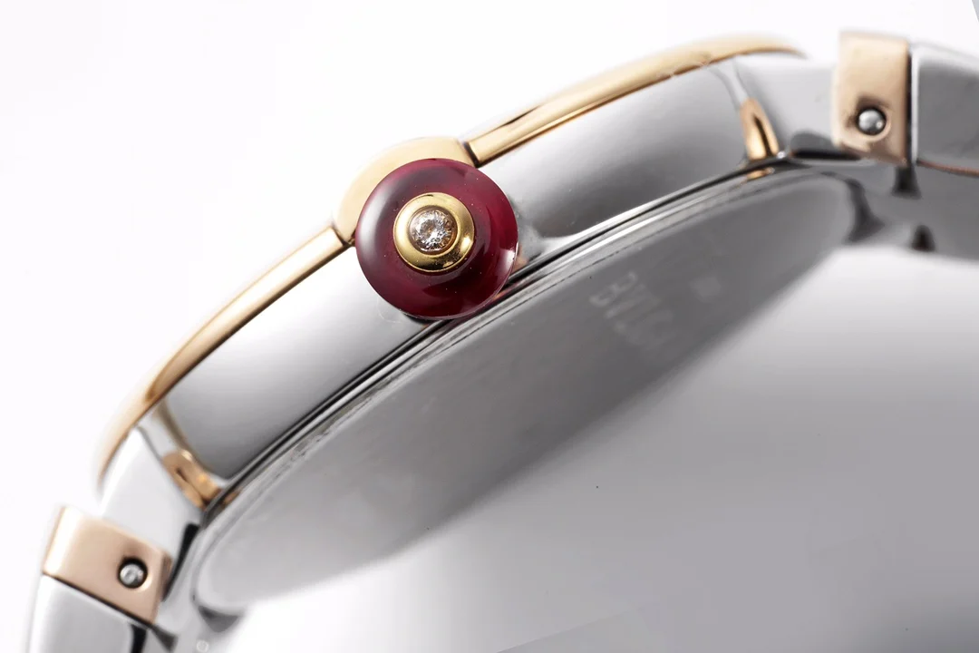 Bulgari Rose Gold Pink Dial Diamond-Set 28mm — photographed off the sweep