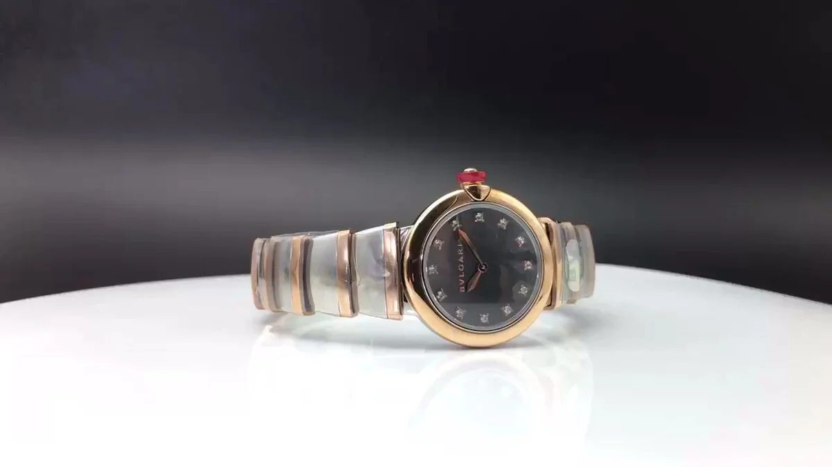 Bulgari Rose Gold Pink Dial Diamond-Set 28mm