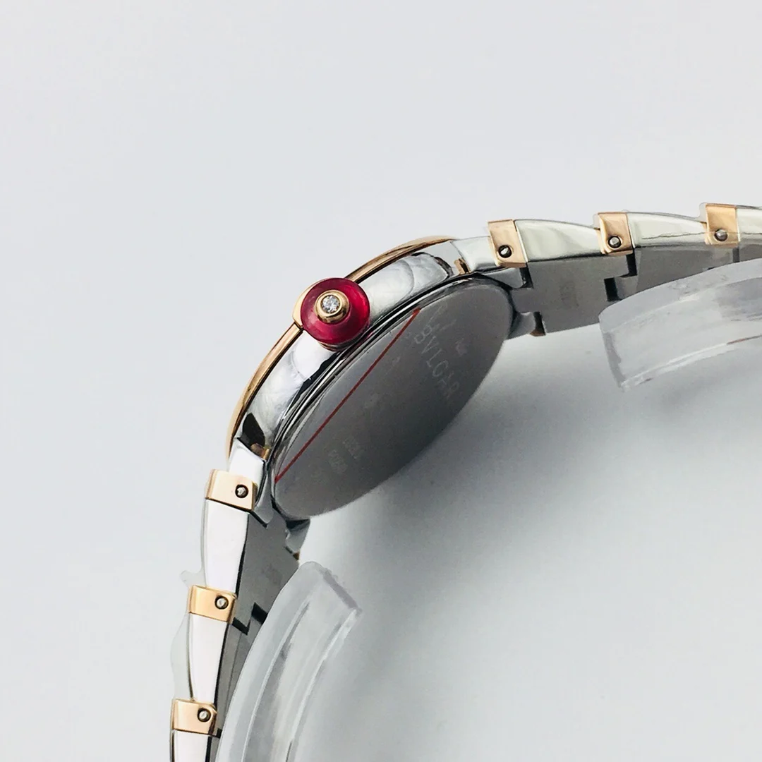 Bulgari Rose Gold Pink Dial Diamond-Set 28mm — photographed off the sweep