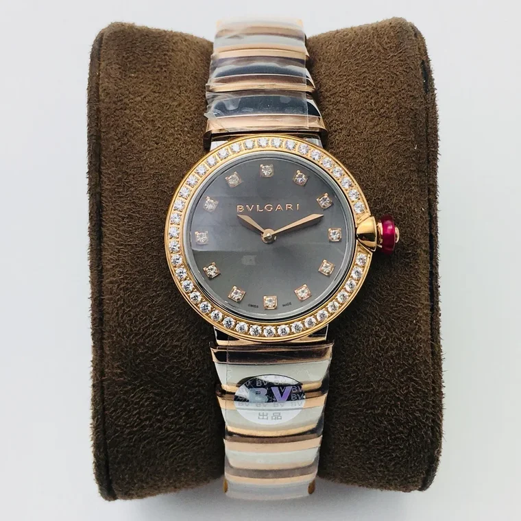 Bulgari Rose Gold Pink Dial Diamond-Set 28mm