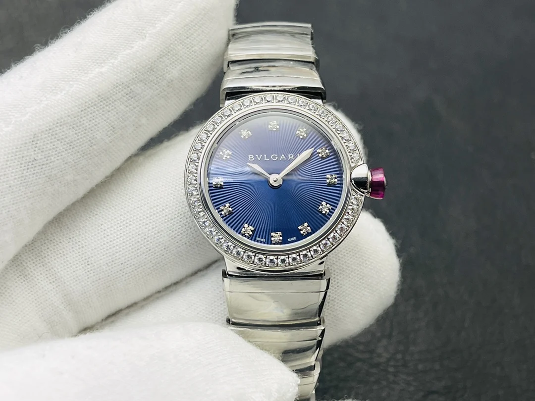 Bulgari Rose Gold Pink Dial Diamond-Set 28mm — photographed off the sweep