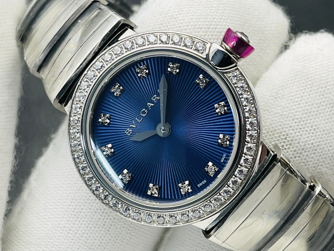 Bulgari Rose Gold Pink Dial Diamond-Set 28mm — photographed off the sweep