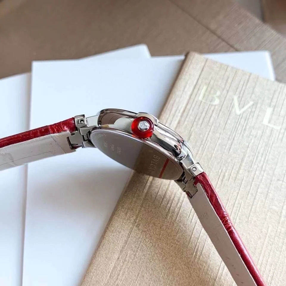 Bulgari Rose Gold White Dial Diamond-Set 30mm — photographed off the sweep