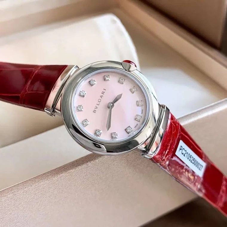 Bulgari Rose Gold White Dial Diamond-Set 30mm