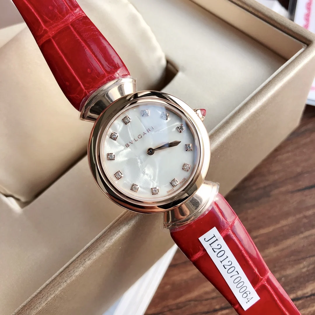 Bulgari Rose Gold White Dial Diamond-Set 30mm