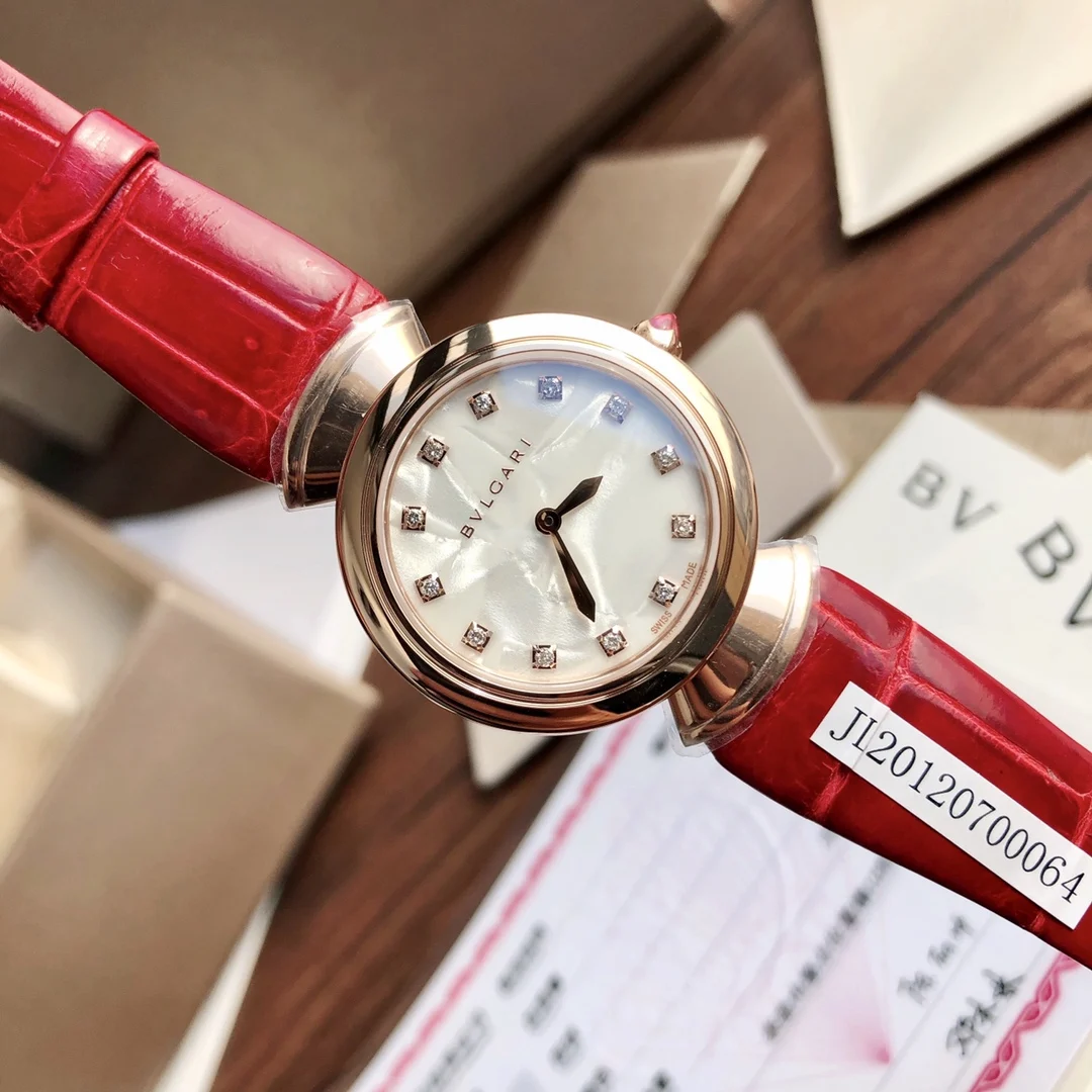 Bulgari Rose Gold White Dial Diamond-Set 30mm — photographed off the sweep