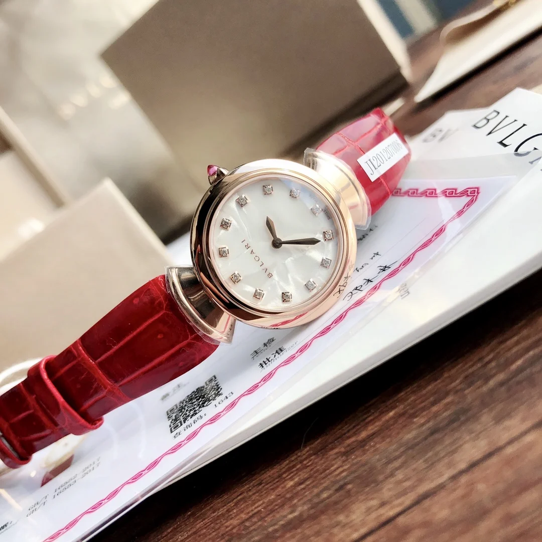 Bulgari Rose Gold White Dial Diamond-Set 30mm — photographed off the sweep