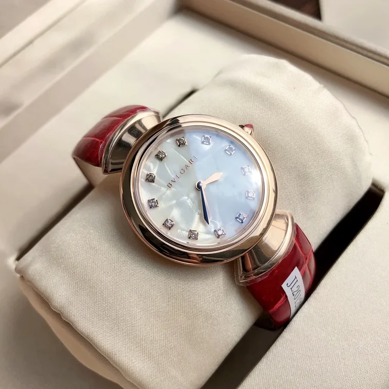Bulgari Rose Gold White Dial Diamond-Set 30mm