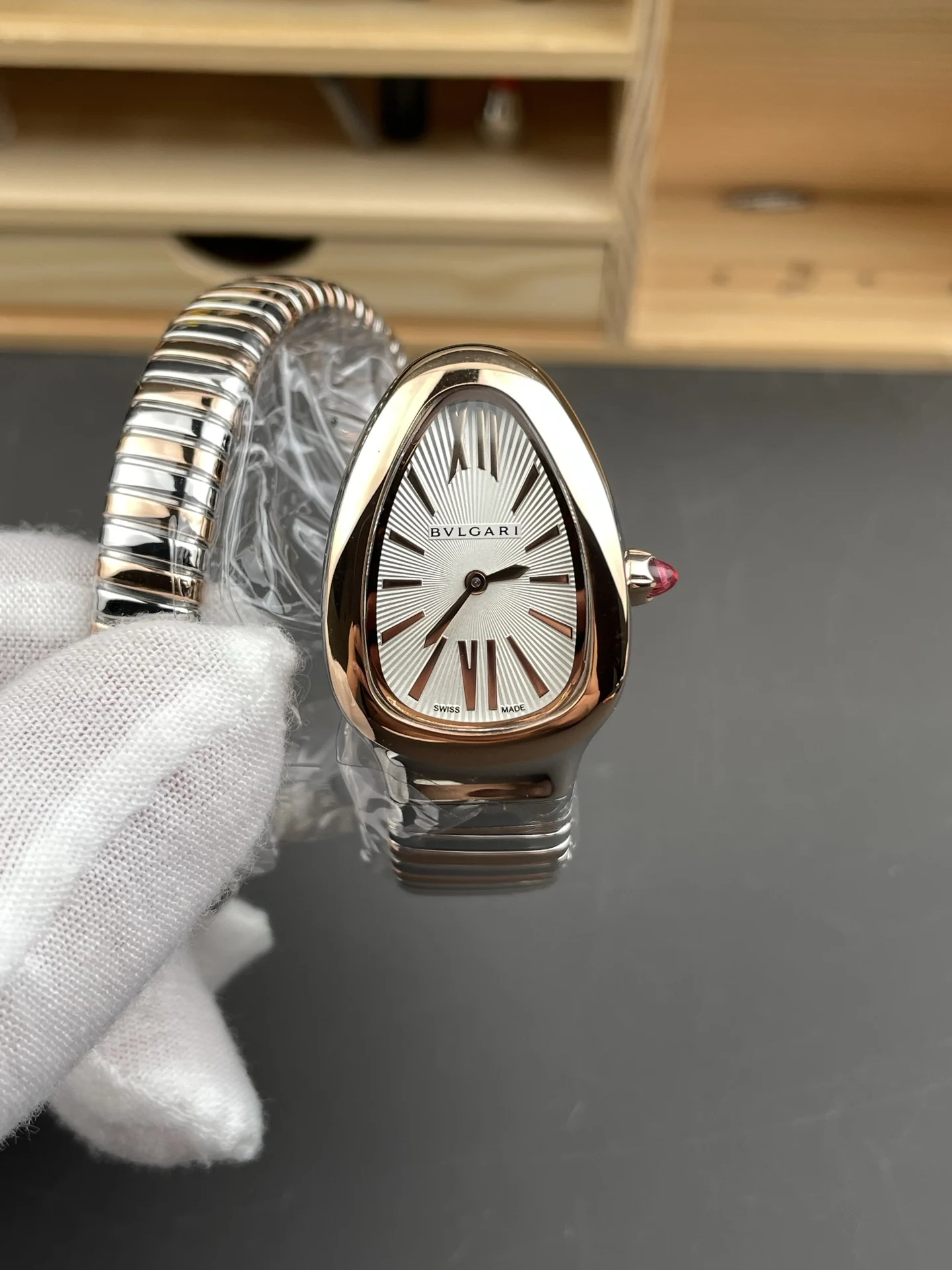 Bulgari Serpenti Rose Gold 35mm — photographed off the sweep