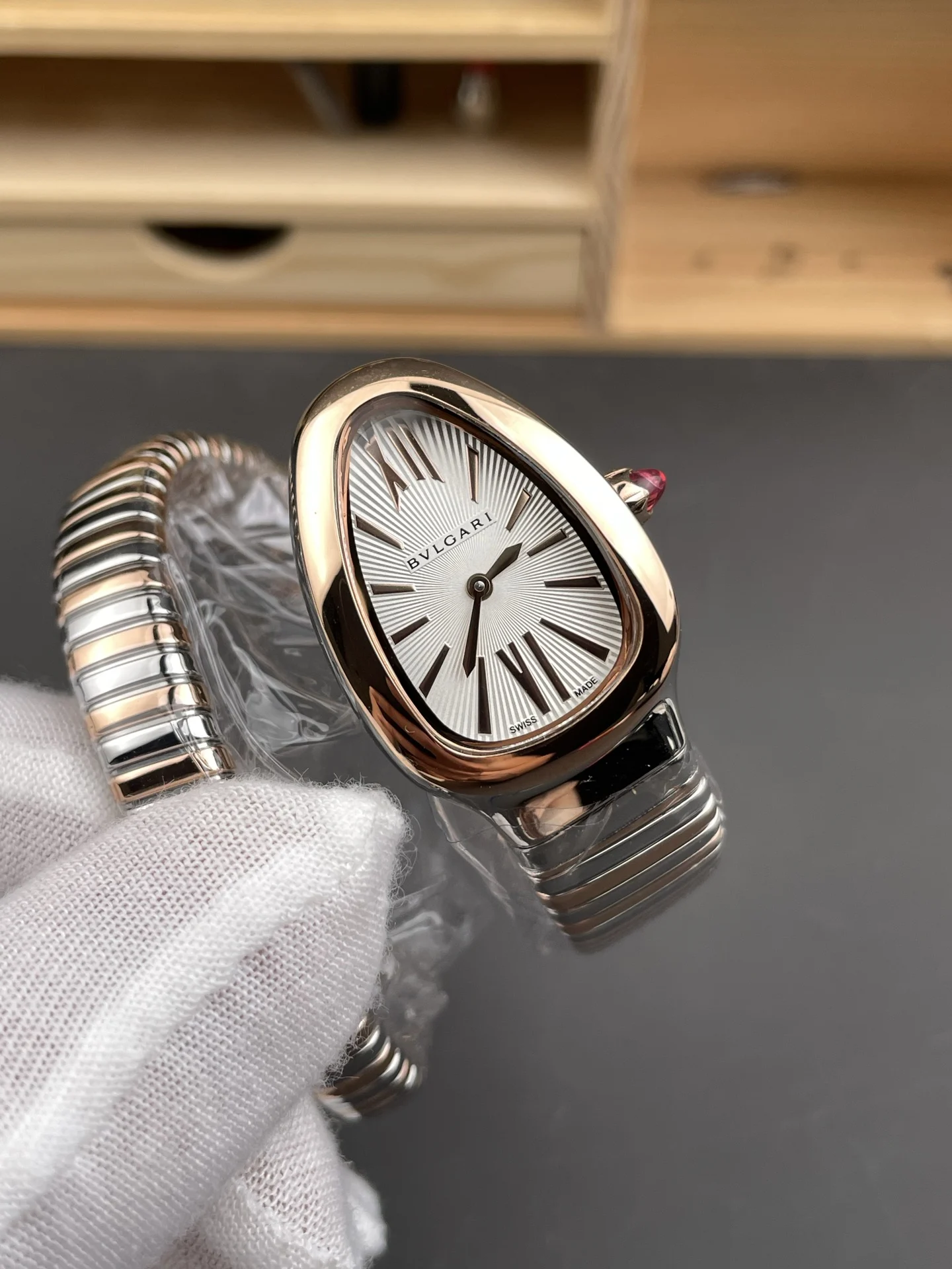 Bulgari Serpenti Rose Gold 35mm — photographed off the sweep