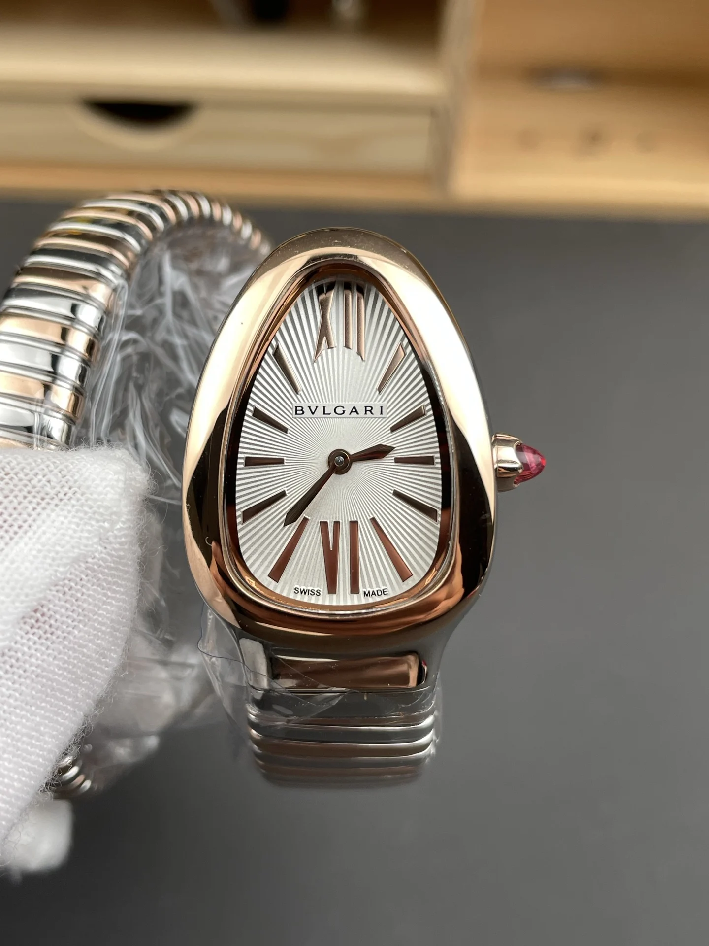Bulgari Serpenti Rose Gold 35mm — photographed off the sweep