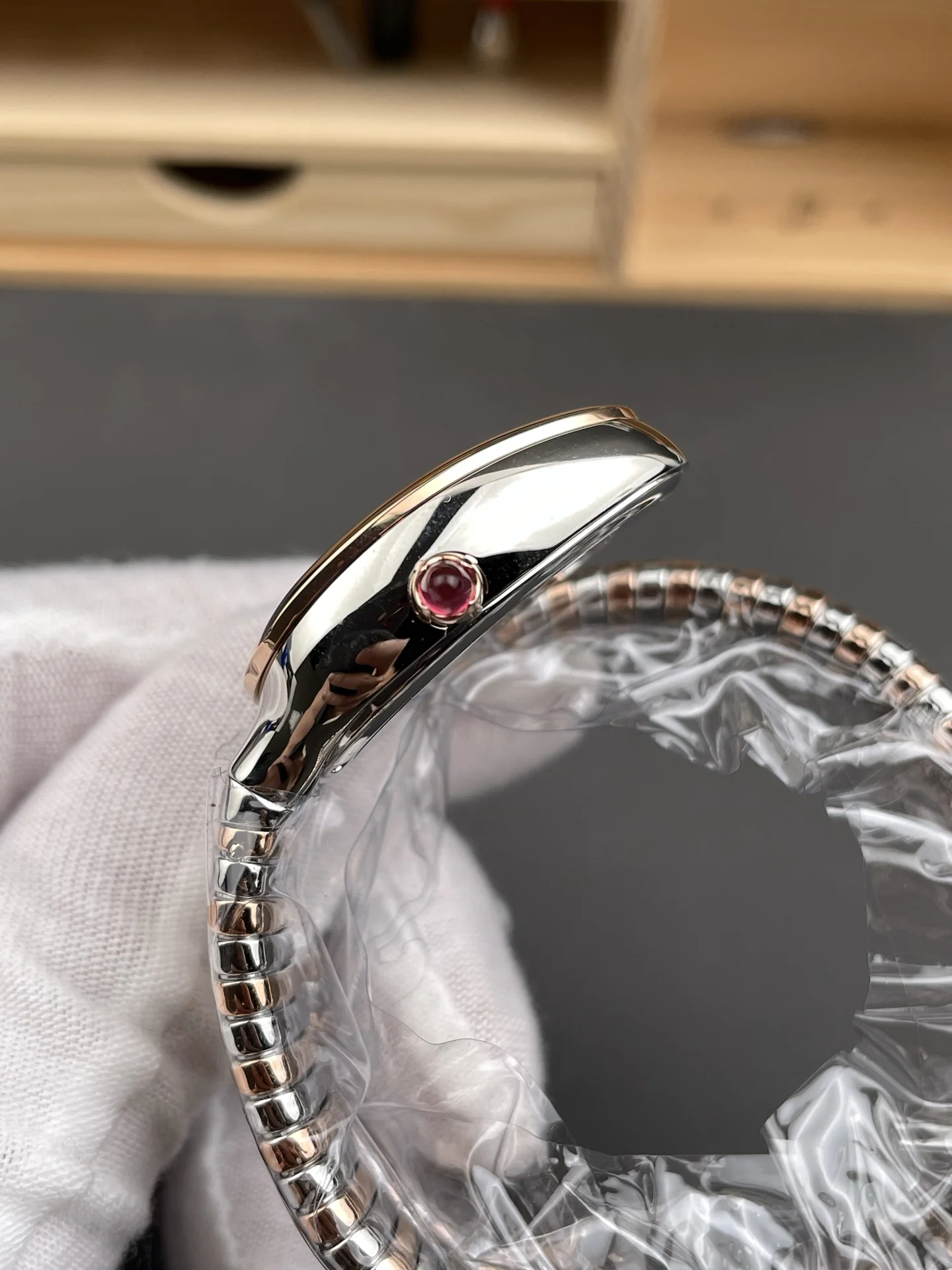 Bulgari Serpenti Rose Gold 35mm — photographed off the sweep