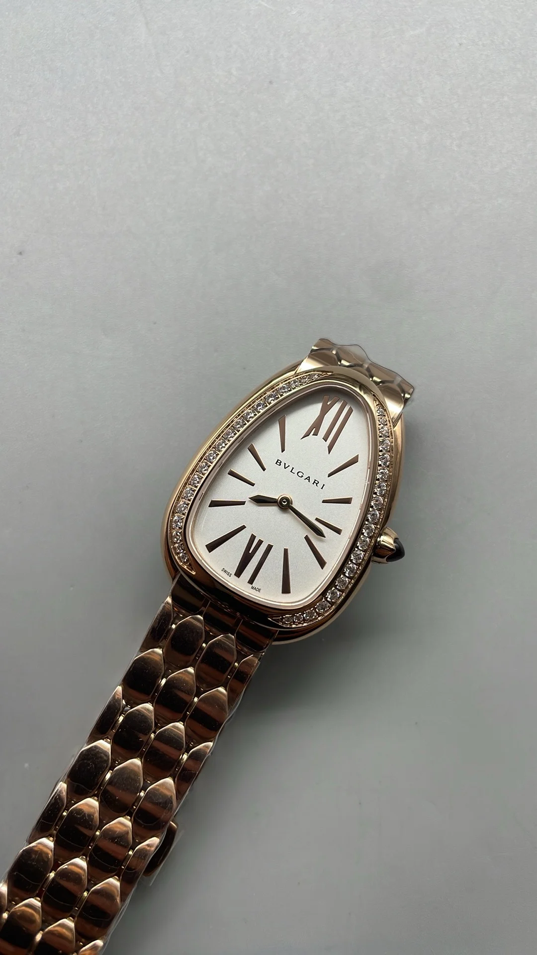 Bulgari Serpenti Rose Gold Diamond-Set — photographed off the sweep