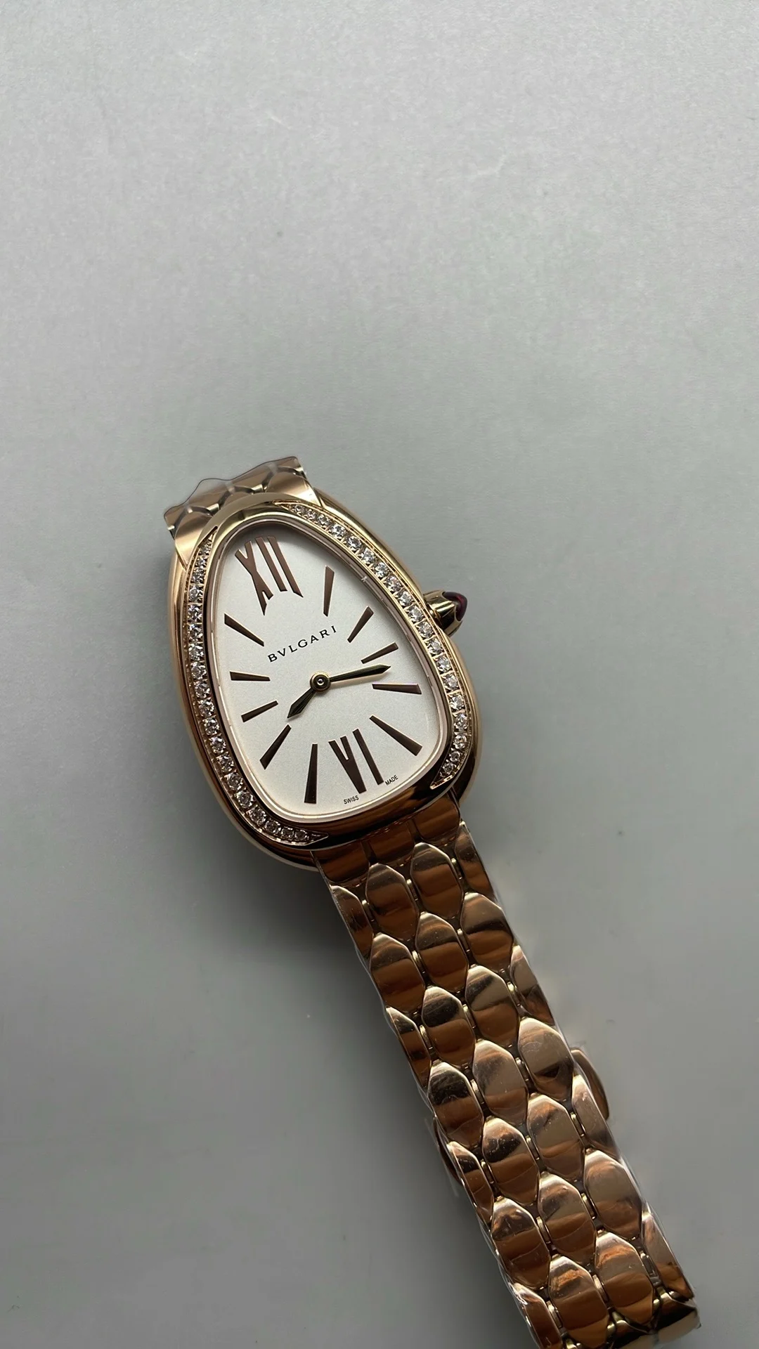 Bulgari Serpenti Rose Gold Diamond-Set — photographed off the sweep